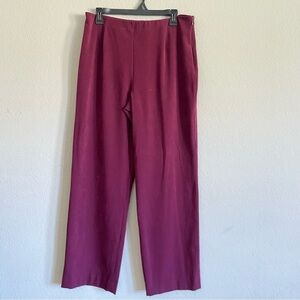 Coldwater Creek woman burgundy straight leg side zip pants size 12 casual fall